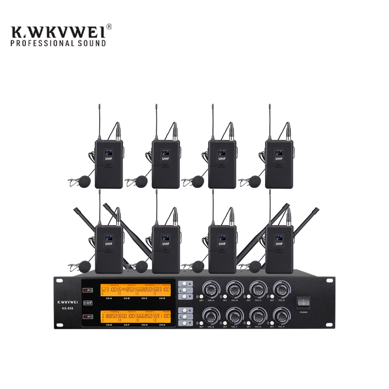 KS-658（U段红外对频一拖八无线领夹话筒）